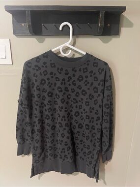 Old Navy Charcoal Leopard Print Sweatshirt